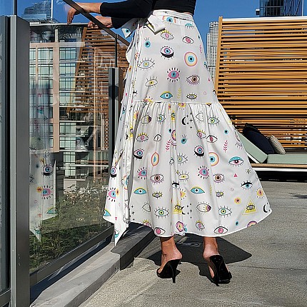 EYE PRINT WRAP SKIRT